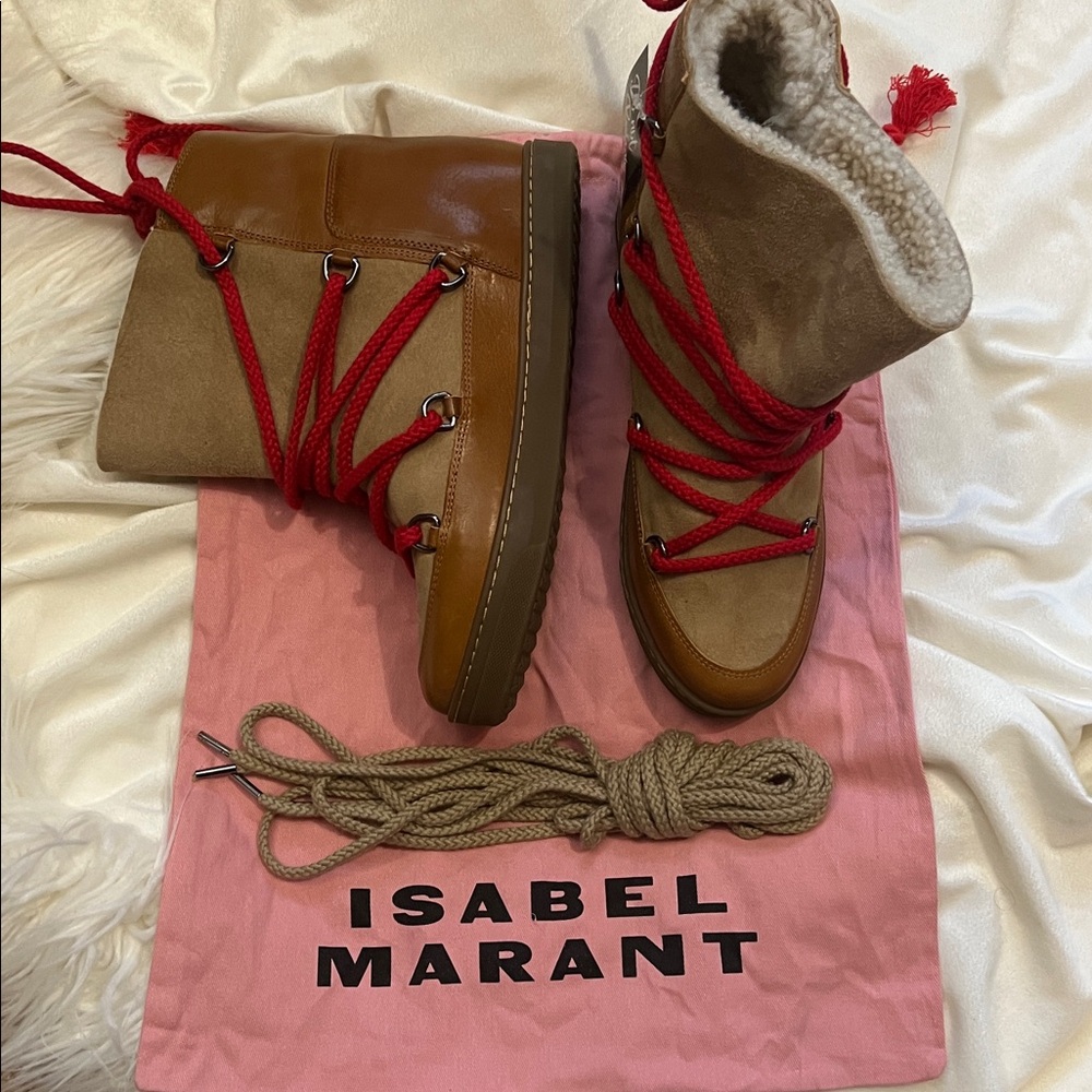 Isabel Marant Nowles Suede & Leather Snow Boot, Brown Size 41 New With Tags - Picture 11 of 12